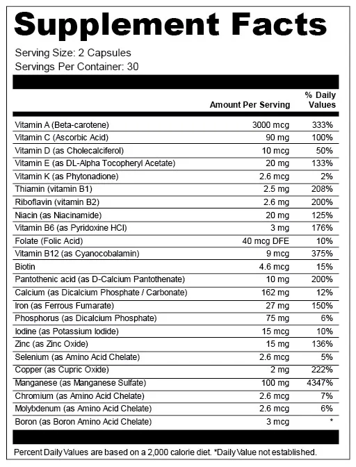Multi Vitamin ingredient image