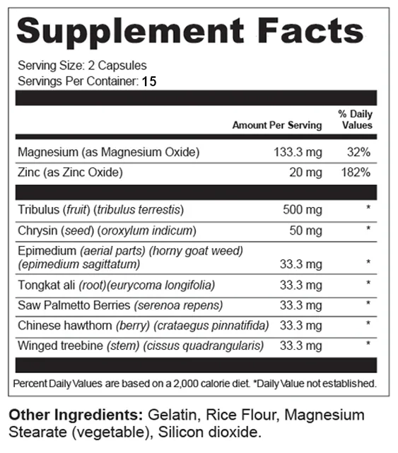 Value Terrace 1 Travel Size Testosterone Booster ingredients